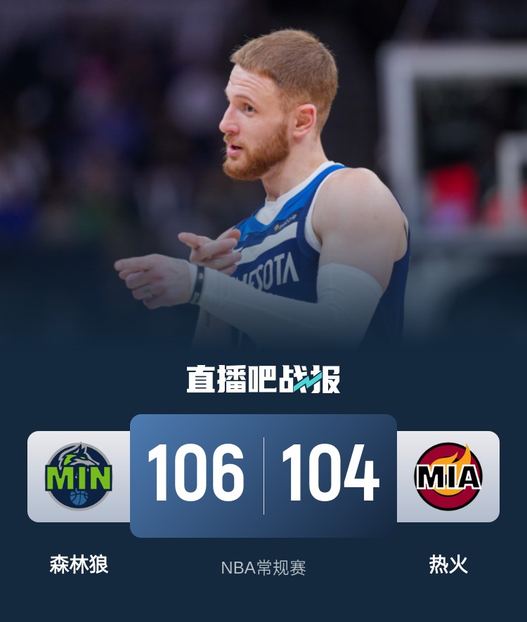 🏀华子13+13+6 阿德巴约29+13 森林狼7人上双胜热火迎4连胜