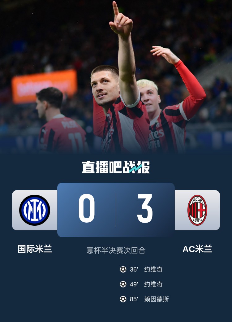 早报：国米0-3AC米兰，意大利杯出局！