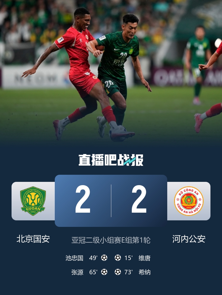 2射正2进球！国安2-2河内 河内狂射25脚+两中柱 对手门将两送礼