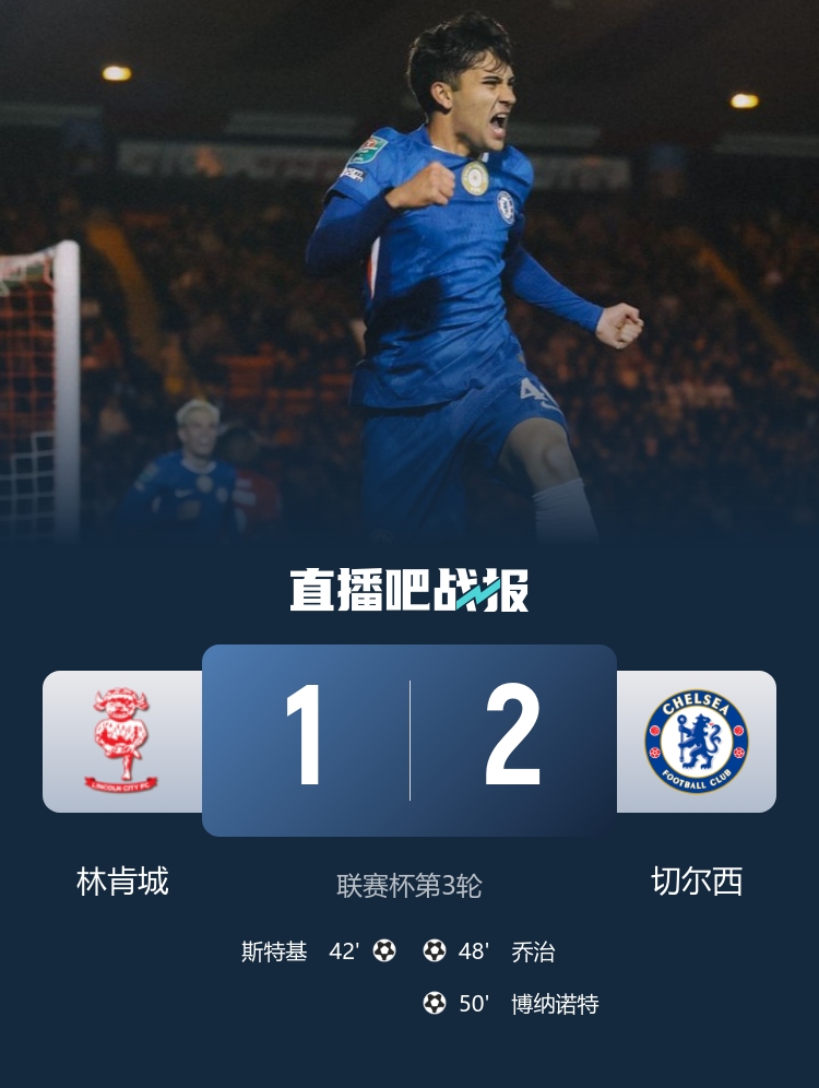 逆转晋级！联赛杯-切尔西2-1林肯城 乔治传射建功博纳诺特处子球