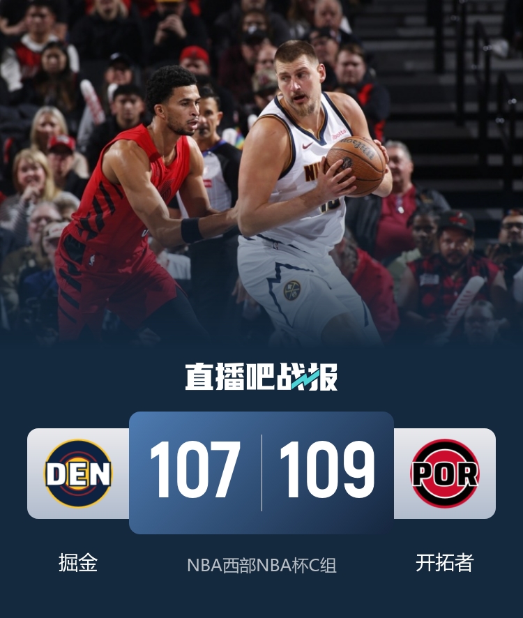 🏀格兰特罚球绝杀！开拓者险胜掘金 杨瀚森未出战 约基奇准三双