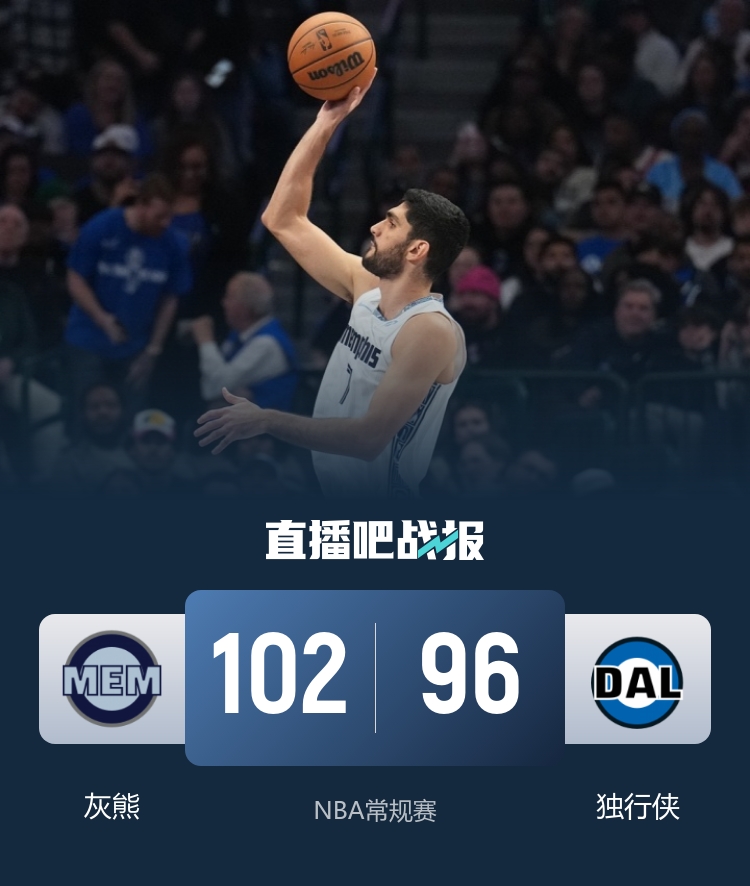 🏀灰熊险胜独行侠！阿尔达马20+8 弗拉格12+7&15中4 克莱22分
