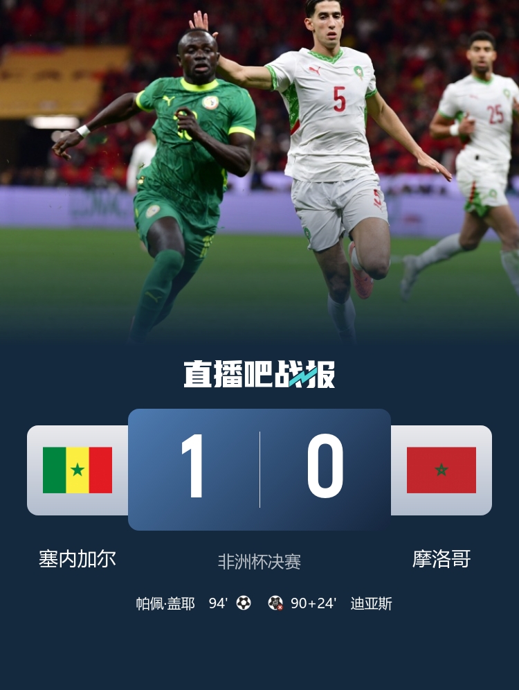 塞内加尔加时1-0摩洛哥夺非洲杯冠军 塞内加尔一度罢赛迪亚斯失点