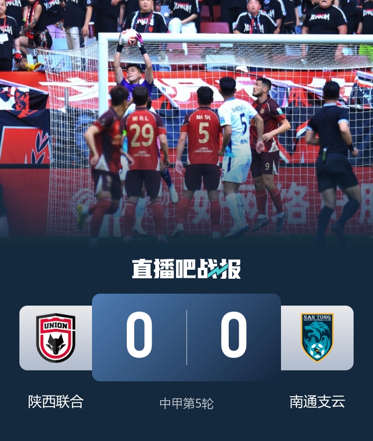 两轮不胜！陕西联合0-0南通支云 何立攀献精彩扑救科列夫破门无效